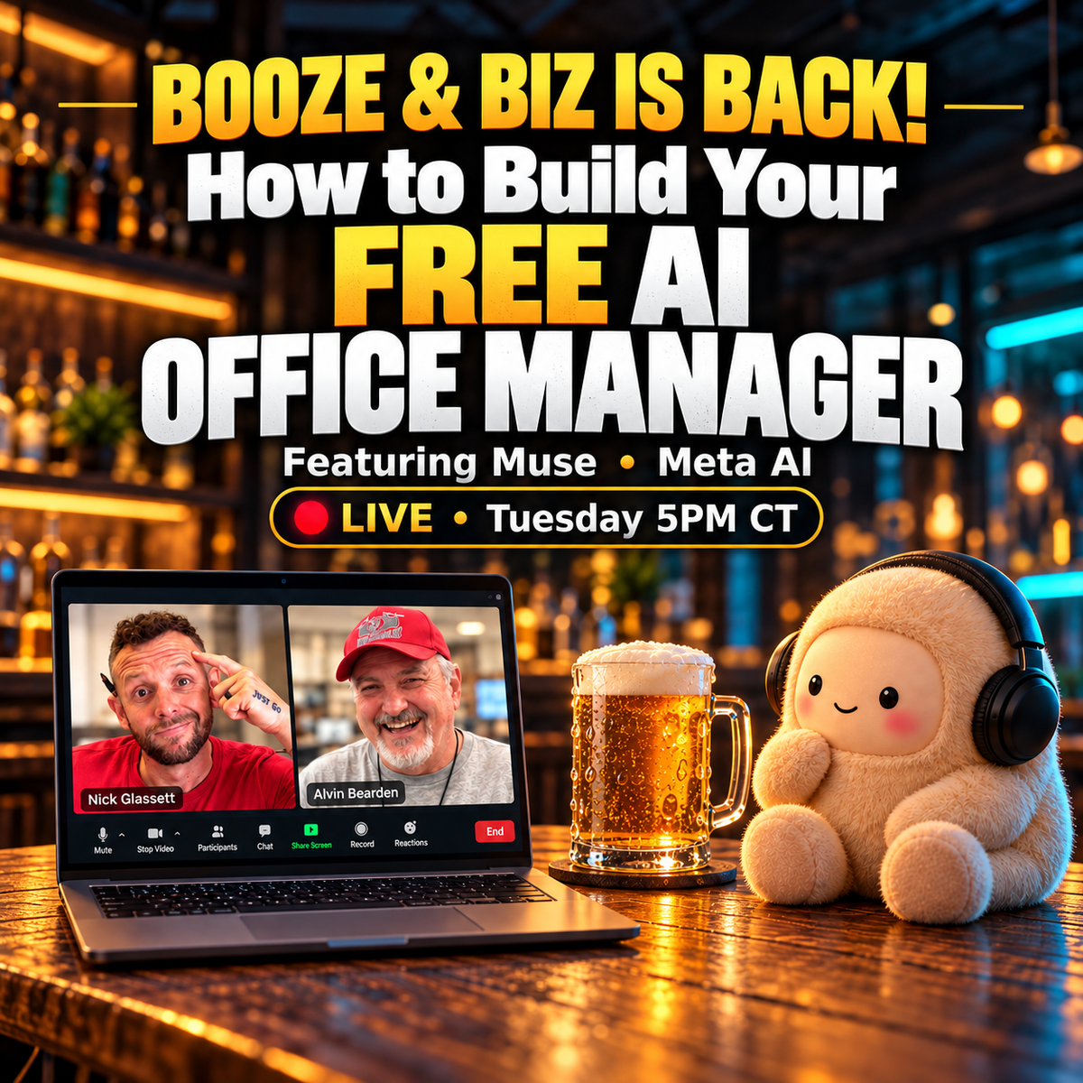 Booze & Biz: How to Build Your Free AI Office Manager (Free Live Zoom)
