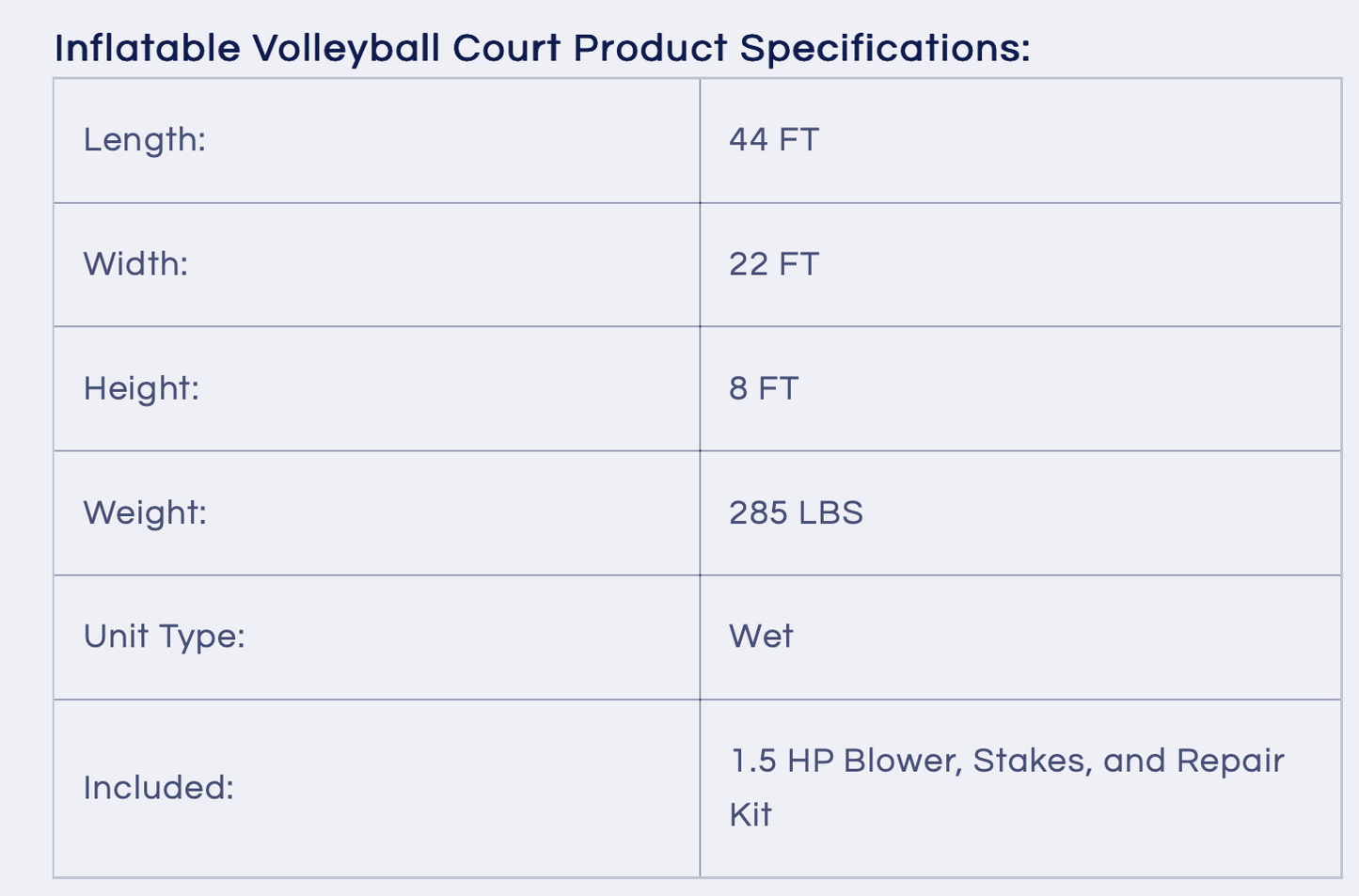 Inflatable Volleyball Court (Big & Bright)